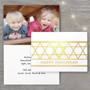 Star of David Happy Hanukkahモダンシンプル1 箔カード