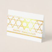 Star of David Happy Hanukkahモダンシンプル1 箔カード (正面)