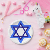 Star of David Happy Hanukkah Chanukkah Jewish ペーパープレート (パーティー)
