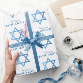 Star of David Happy Hanukkah Seamless Pattern ラッピングペーパー