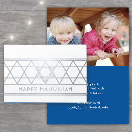 Star of David Happy Hanukkah Techelet Blue 1写真 箔カード