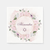 Star Of David Jewish GirlベビーNaming Pink Roses スタンダードカクテルナプキン (正面)