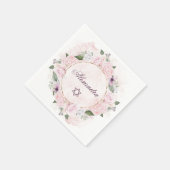 Star Of David Jewish GirlベビーNaming Pink Roses スタンダードカクテルナプキン (角)