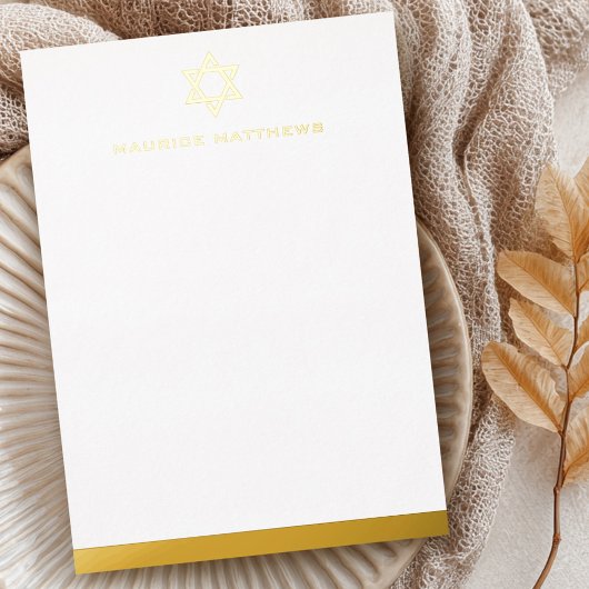 Star of David masculine name border flat foil card 箔招待状