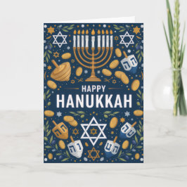 Star of David Menorah Pattern – Happy Hanukkah カード