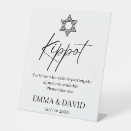 Star of David Minimal Jewish Wedding Kippot Sign   台座サイン