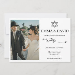 Star of David Modern Minimal Jewish Wedding 招待状
