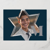Star of David Photo Frame Thank You Monogram 箔招待状 (正面)