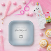 Star of David Simple Blue Modern Bat Mitzvah ペーパープレート (パーティー)