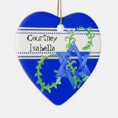 Star of David Water Color Leaf Dot Swirl招待状 セラミックオーナメント (右)