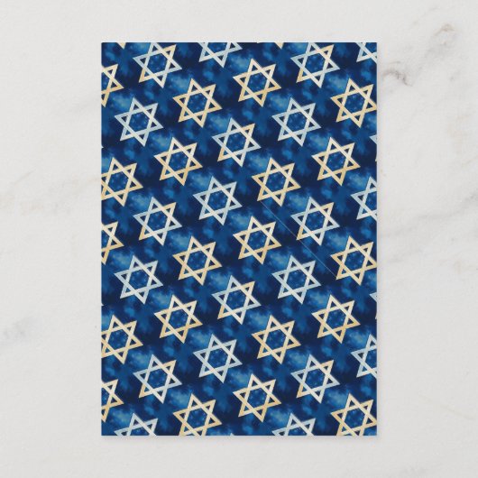 Star of David Water color QRコードバーバルミツワー エンクロージャーカード (裏面)