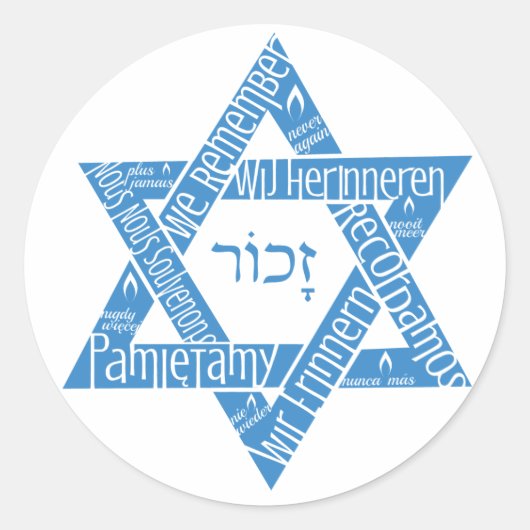 Star of David "We Remember - Never Again" ラウンドシール (正面)
