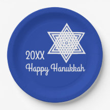 Star of David White on Blue Background Hanukkah Pa