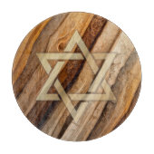 Star of David Wood Board効果円形ガラス板 カッティングボード (正面)