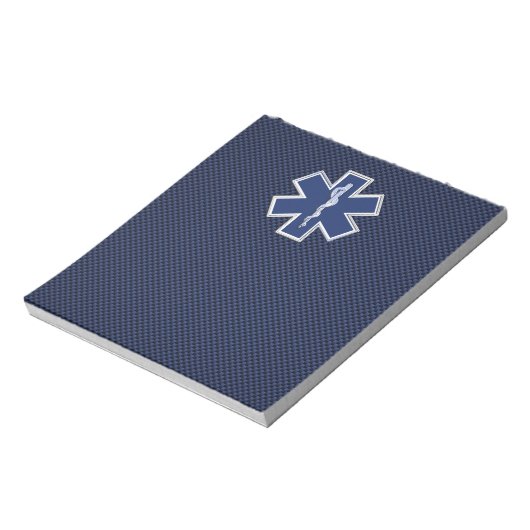 Star of Life救急医療隊員オンネイビーブルーカーボンファイバー ノートパッド (回転)