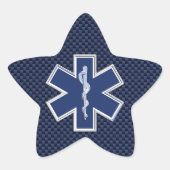 Star of Life救急医療隊員オンネイビーブルーカーボンファイバー 星シール (正面)