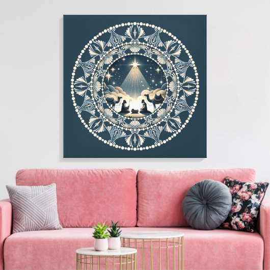 Star of Wonder Nativity Dot Mandal Canvas Art キャンバスプリント (インサイチュ (リビング))