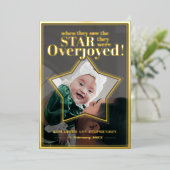 Star Overjoyed Baby Photo First Christmas  箔シーズンカード (立ち正面)