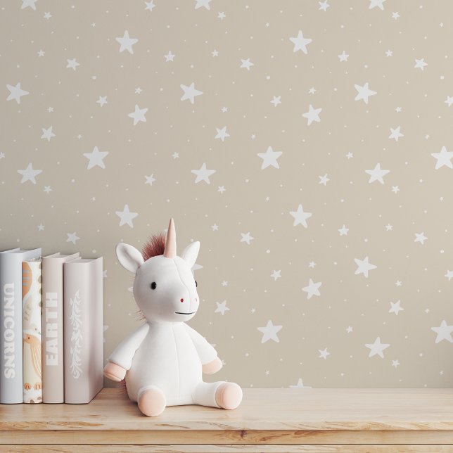 Star Pattern Dreamy Boho Kid Room Warm Neutral Sky 壁紙 (クリエイターアップロード済み)