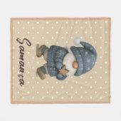 Star pattern gnome blue beige name フリースブランケット (正面(横))