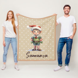 Star pattern gnome blue beige name フリースブランケット