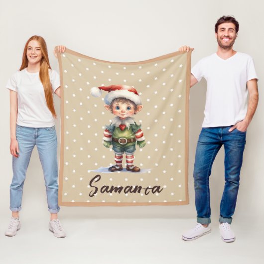 Star pattern gnome blue beige name フリースブランケット (インサイチュ)