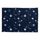 Star Pattern Pillow Cover with Custom Name - Blue  枕カバー (裏面)