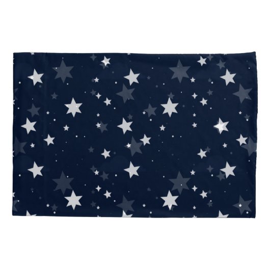 Star Pattern Pillow Cover with Custom Name - Blue  枕カバー (裏面)