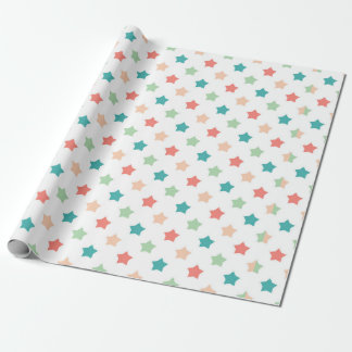 Star Patterns: Red, Green, Blue, and Peach Delight ラッピングペーパー