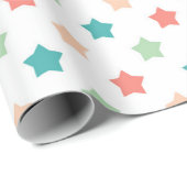 Star Patterns: Red, Green, Blue, and Peach Delight ラッピングペーパー (ロールコーナー)
