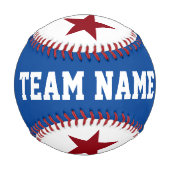 Star Playerパーソナライズされたチーム名赤白青 野球ボール (裏面)