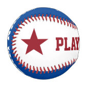Star Playerパーソナライズされたチーム名赤白青 野球ボール (正面左)