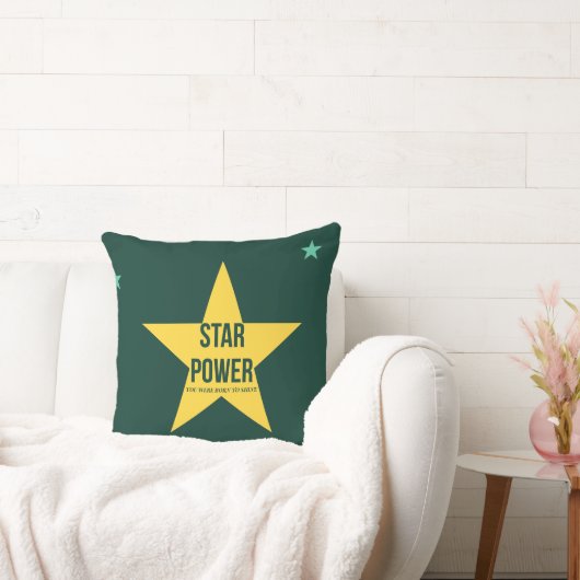 Star Power — 90s Retro Throw Pillow クッション (ソファ)
