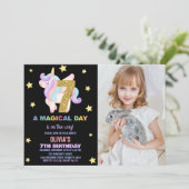 Star Rainbow Unicorn誕生日招待状w photo 招待状 (スタンド正面)