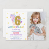 Star Rainbow Unicorn誕生日招待状w photo 招待状 (正面/裏面)