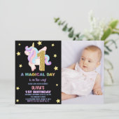 Star Rainbow Unicorn誕生日招待状w photo 招待状 (スタンド正面)