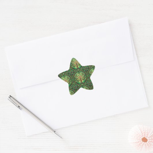 Star-shaped sticker featuring green  星シール (封筒)