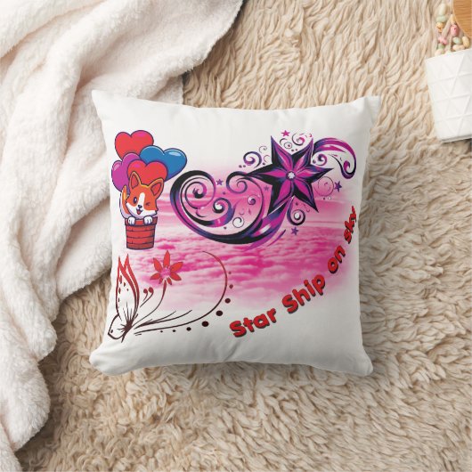 Star Ship White Pillow  クッション (ブランケット)
