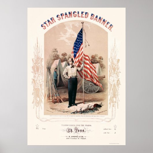 Star Spangled Banner Lithograph by P.S. Duval 1861 ポスター (正面)