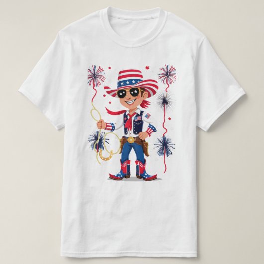 Star-Spangled Cowboy – 4th of July Celebration Des Tシャツ (デザイン正面)