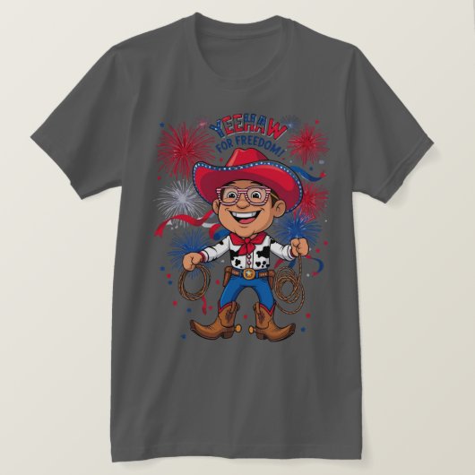 Star-Spangled Cowboy – 4th of July Celebration Des Tシャツ (デザイン正面)