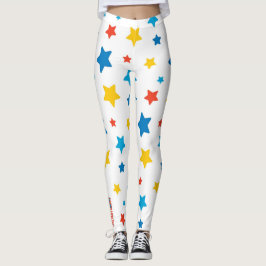 Star-Spangled Fun: Primary Star Print Leggings レギンス