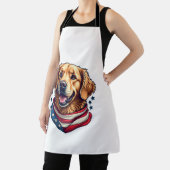 Star Spangled Golden Retriever Vintage Tee エプロン (インサイチュ)
