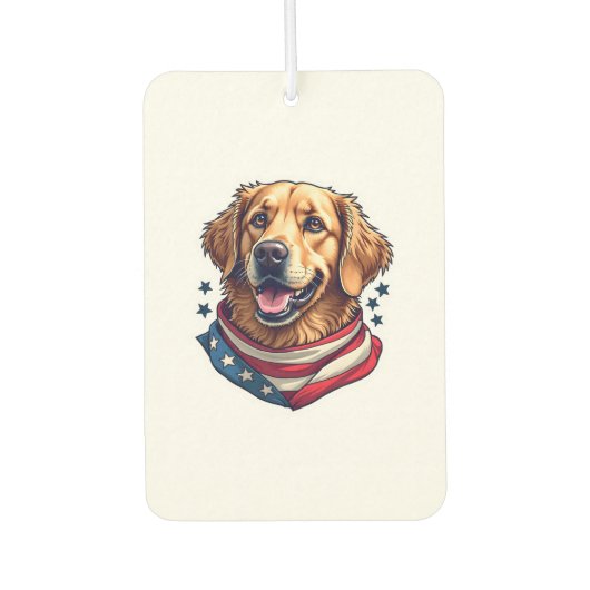 Star Spangled Golden Retriever Vintage Tee カーエアーフレッシュナー (正面)