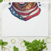Star Spangled Golden Retriever Vintage Tee キッチンタオル (折り畳み)