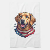 Star Spangled Golden Retriever Vintage Tee キッチンタオル (縦)