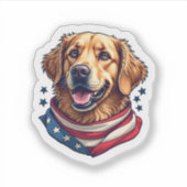 Star Spangled Golden Retriever Vintage Tee シール (正面)