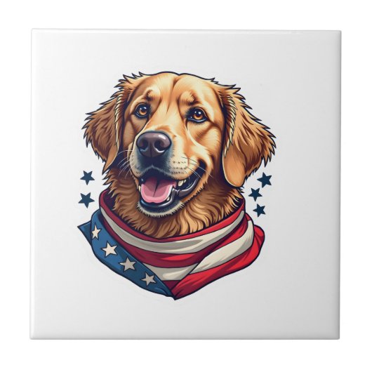 Star Spangled Golden Retriever Vintage Tee タイル (正面)