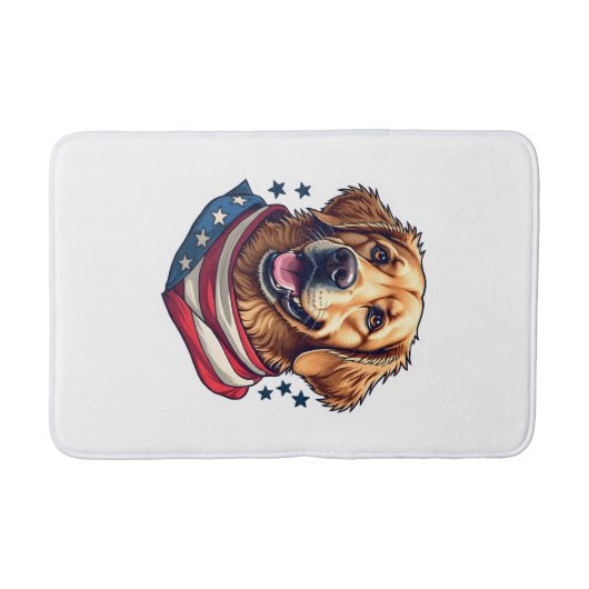 Star Spangled Golden Retriever Vintage Tee バスマット (正面)