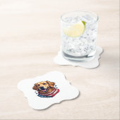 Star Spangled Golden Retriever Vintage Tee ペーパーコースター (インサイチュ)